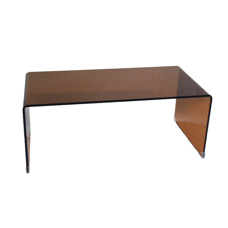 Brown Glass Sled Coffee Table Modern Rectangular 1 Single Cocktail Table