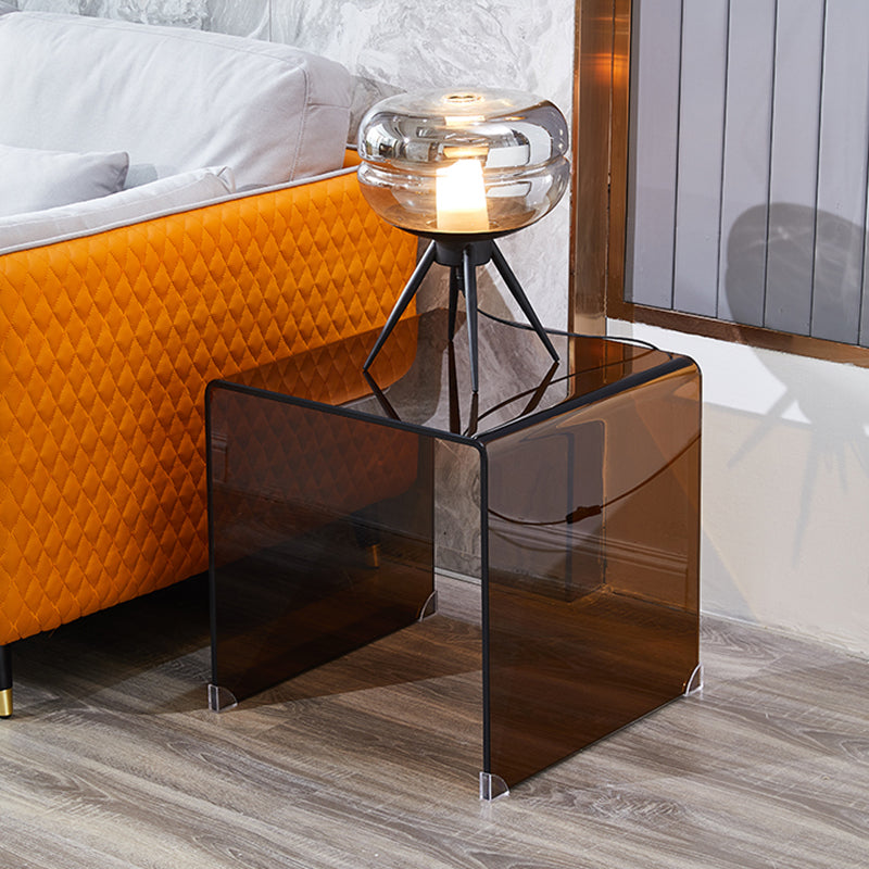 Brown Glass Sled Coffee Table Modern Rectangular 1 Single Cocktail Table