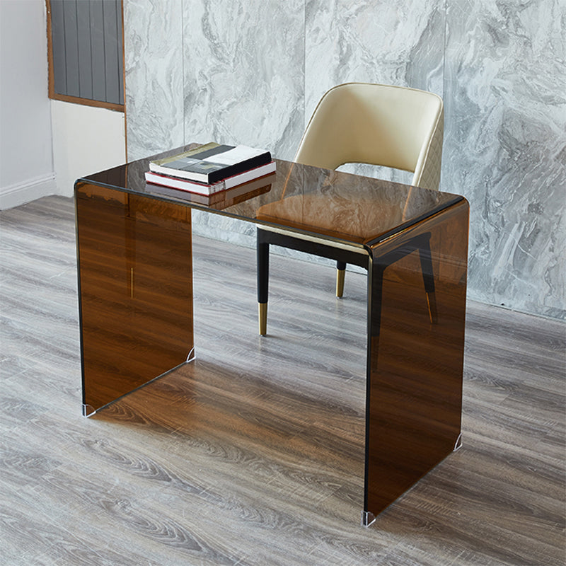 Brown Glass Sled Coffee Table Modern Rectangular 1 Single Cocktail Table