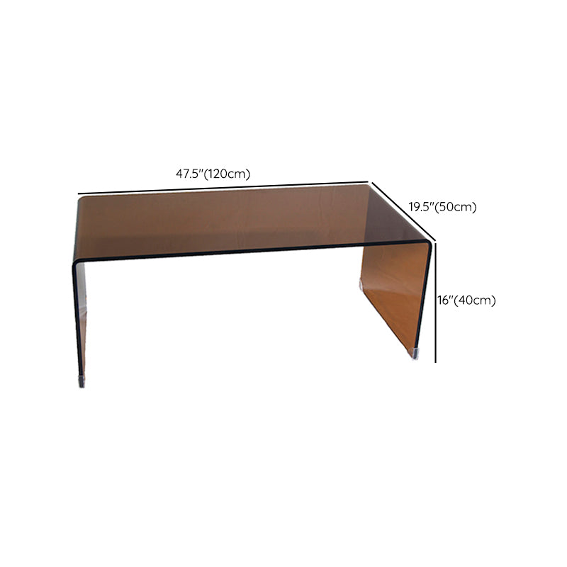 Brown Glass Sled Coffee Table Modern Rectangular 1 Single Cocktail Table