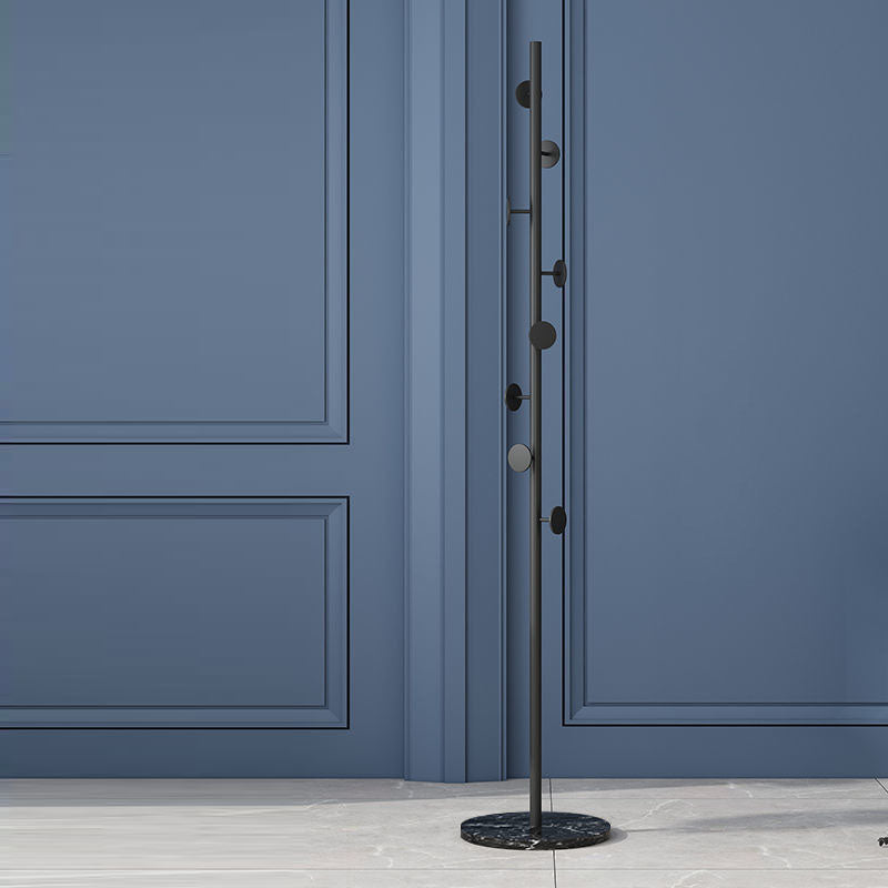 Modern Style Coat Rack Metal Frame Marble Pedestal Hooks Design Rod-shaped Coat Rack