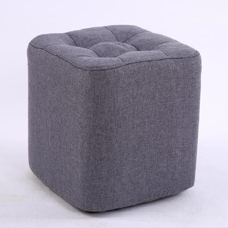 Modern Pouf Ottoman Fabric Upholstered Tufted Solid Color Square Ottoman
