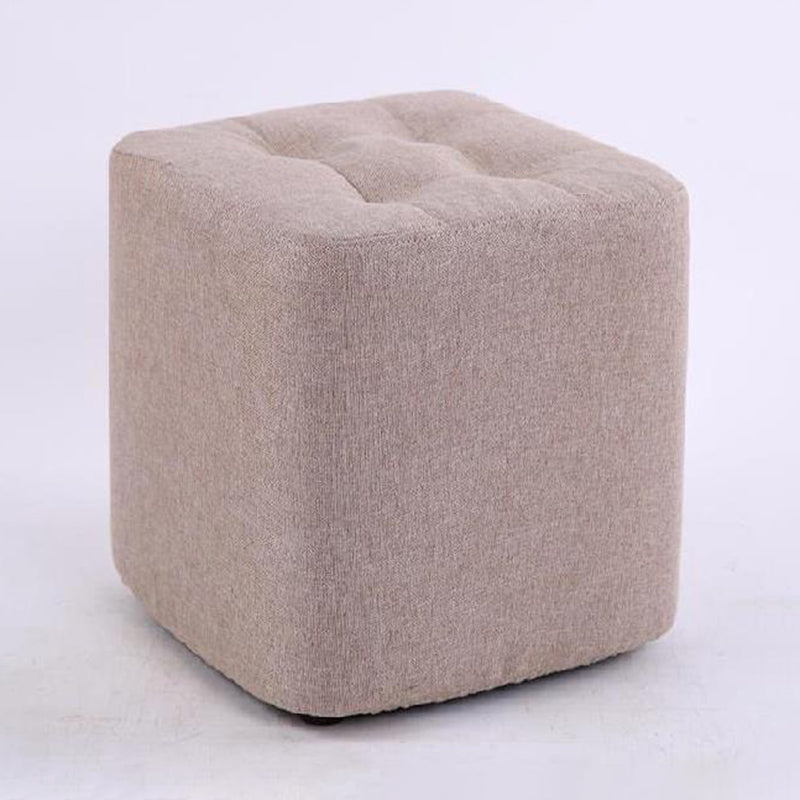 Modern Pouf Ottoman Fabric Upholstered Tufted Solid Color Square Ottoman