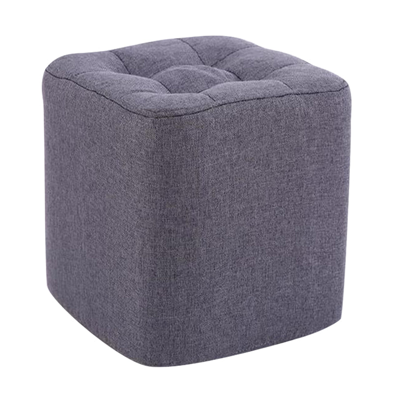Modern Pouf Ottoman Fabric Upholstered Tufted Solid Color Square Ottoman