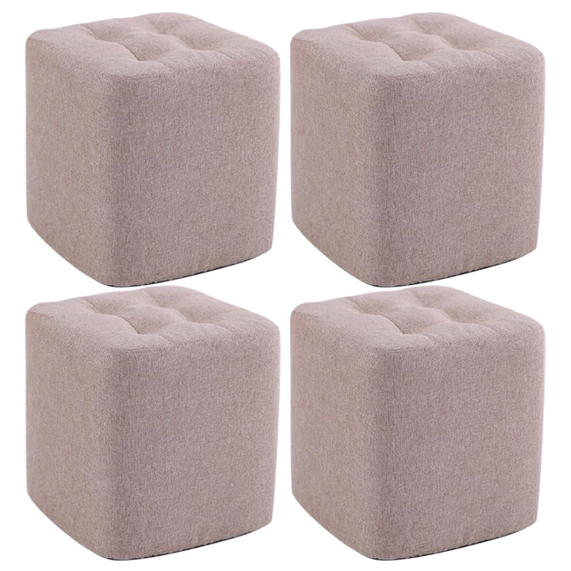 Modern Pouf Ottoman Fabric Upholstered Tufted Solid Color Square Ottoman