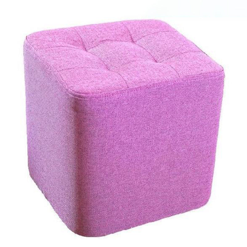 Modern Pouf Ottoman Fabric Upholstered Tufted Solid Color Square Ottoman
