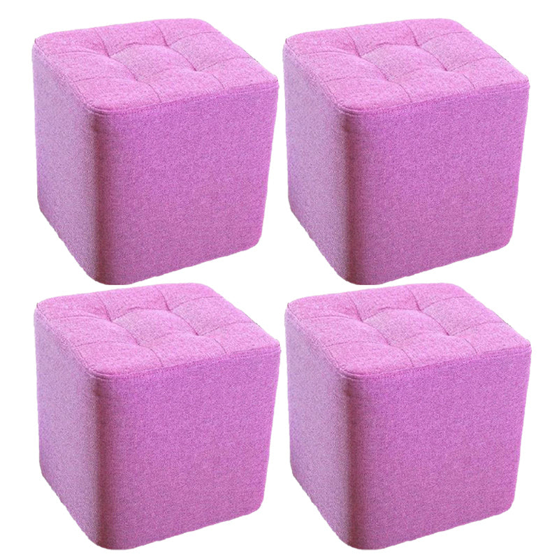 Modern Pouf Ottoman Fabric Upholstered Tufted Solid Color Square Ottoman