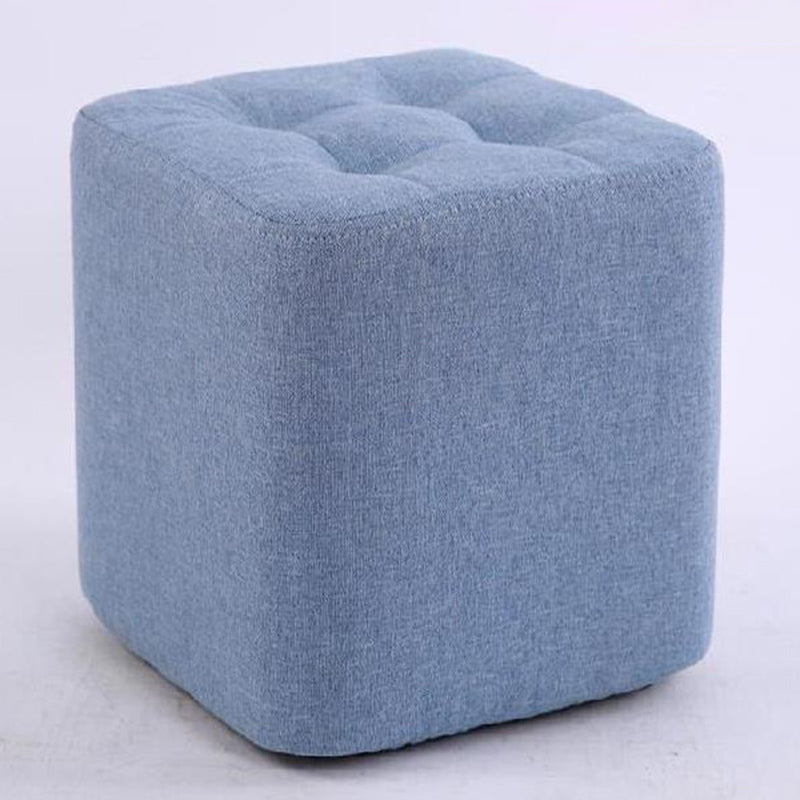 Modern Pouf Ottoman Fabric Upholstered Tufted Solid Color Square Ottoman