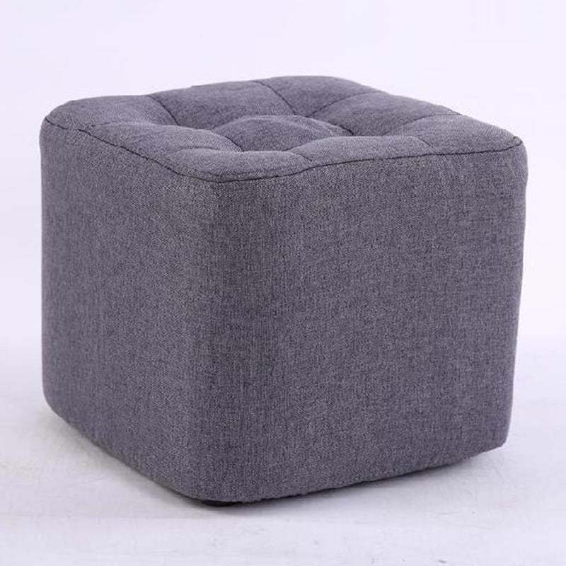 Modern Pouf Ottoman Fabric Upholstered Tufted Solid Color Square Ottoman