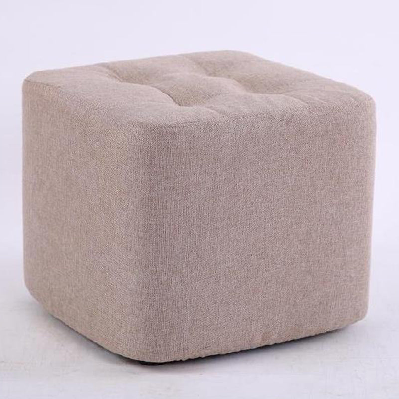 Modern Pouf Ottoman Fabric Upholstered Tufted Solid Color Square Ottoman