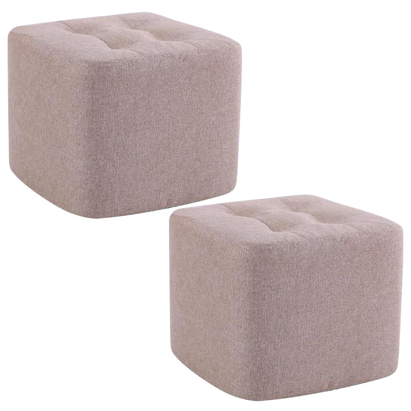 Modern Pouf Ottoman Fabric Upholstered Tufted Solid Color Square Ottoman