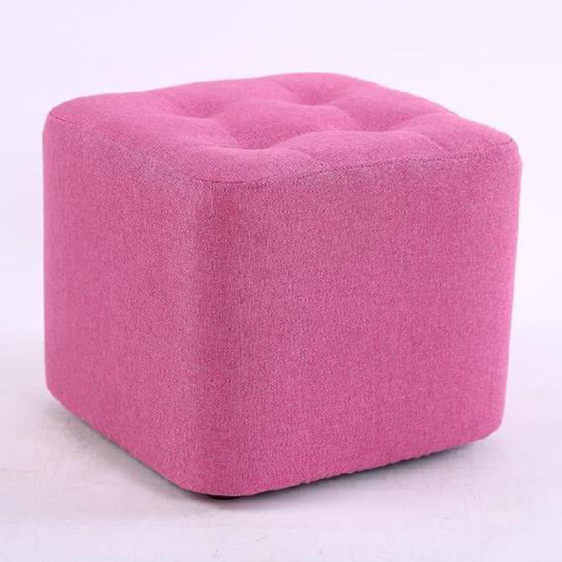 Modern Pouf Ottoman Fabric Upholstered Tufted Solid Color Square Ottoman