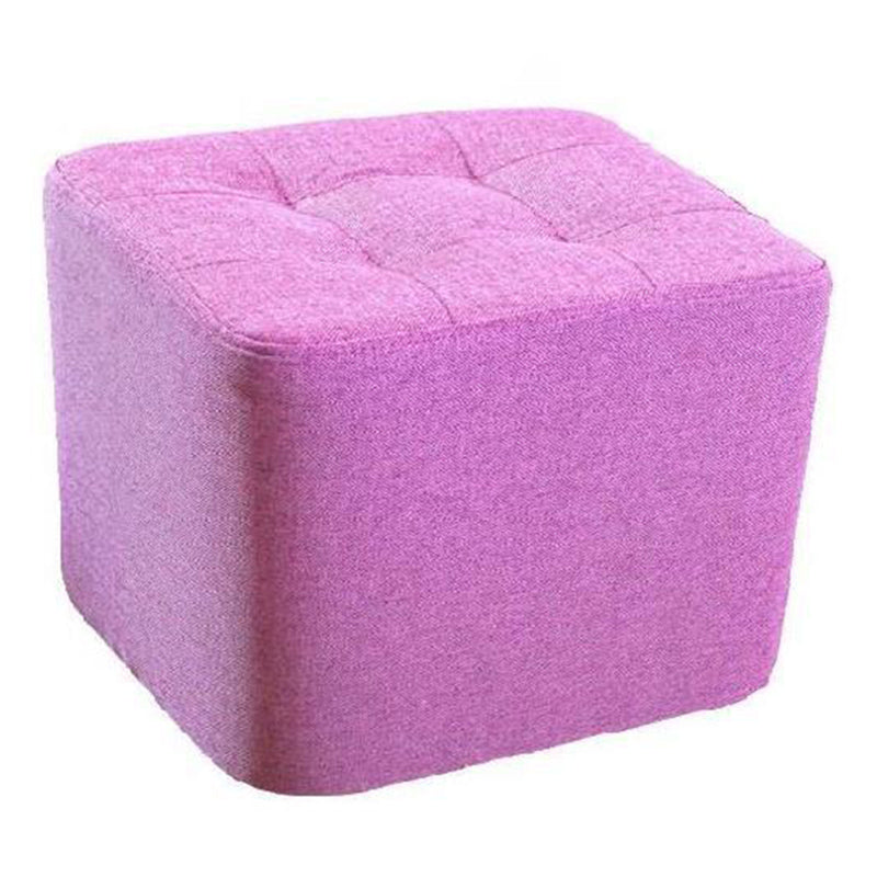Modern Pouf Ottoman Fabric Upholstered Tufted Solid Color Square Ottoman
