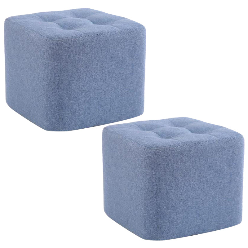 Modern Pouf Ottoman Fabric Upholstered Tufted Solid Color Square Ottoman