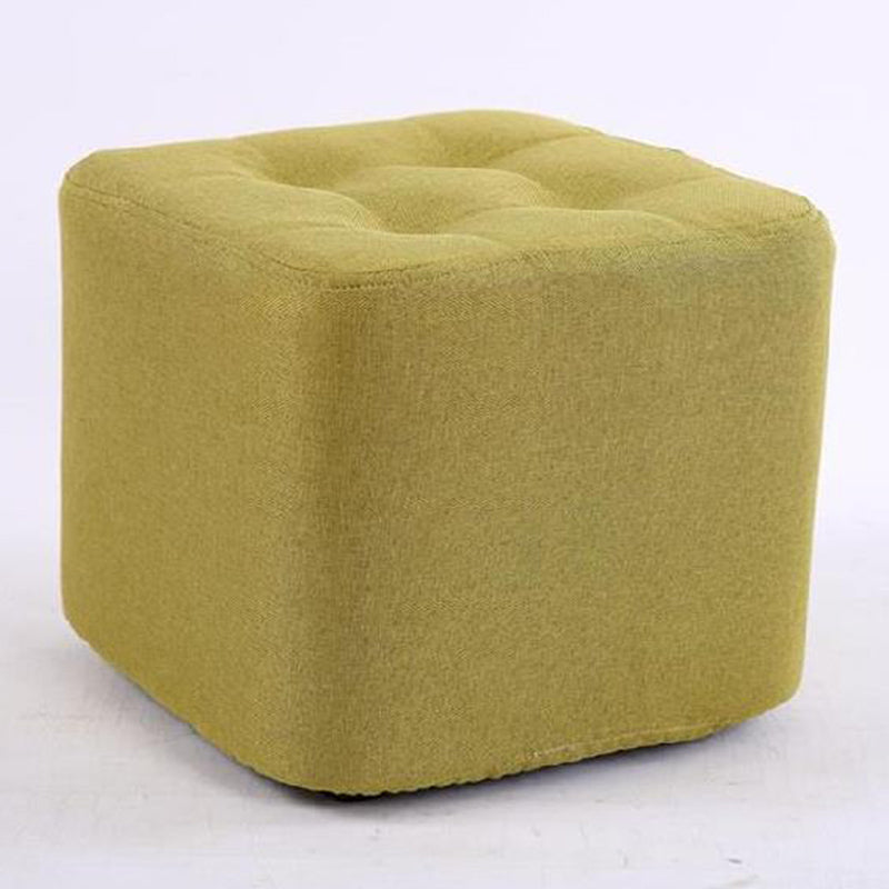 Modern Pouf Ottoman Fabric Upholstered Tufted Solid Color Square Ottoman