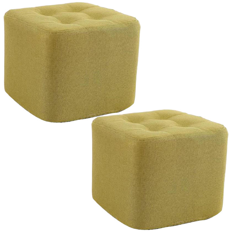 Modern Pouf Ottoman Fabric Upholstered Tufted Solid Color Square Ottoman
