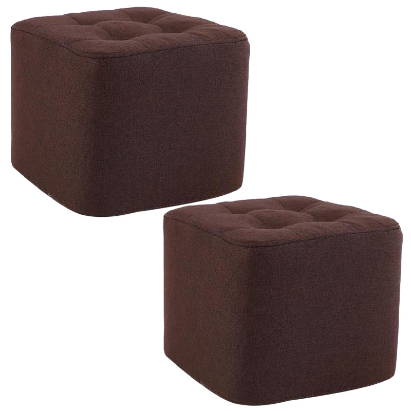 Modern Pouf Ottoman Fabric Upholstered Tufted Solid Color Square Ottoman