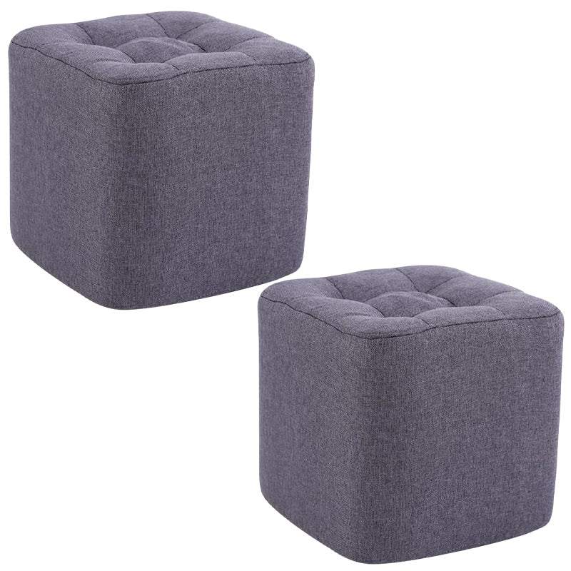 Modern Pouf Ottoman Fabric Upholstered Tufted Solid Color Square Ottoman