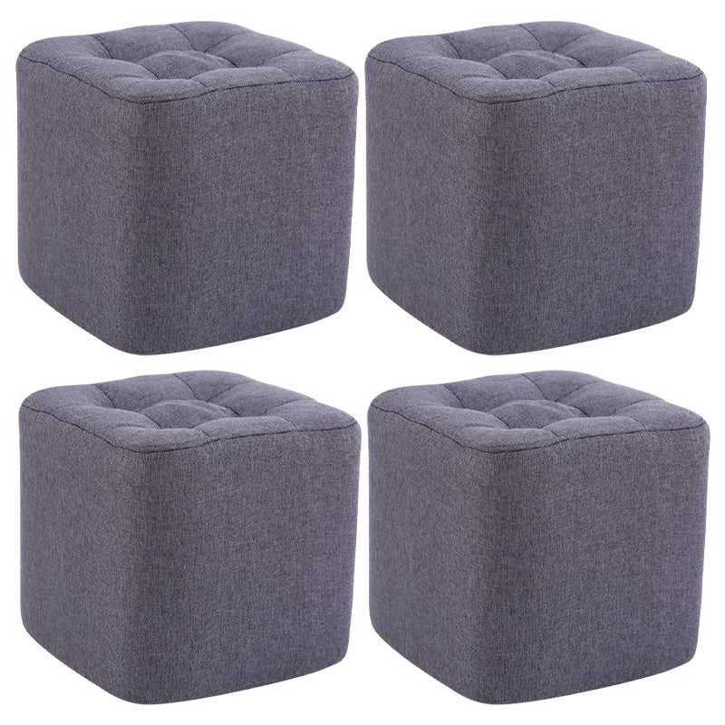 Modern Pouf Ottoman Fabric Upholstered Tufted Solid Color Square Ottoman