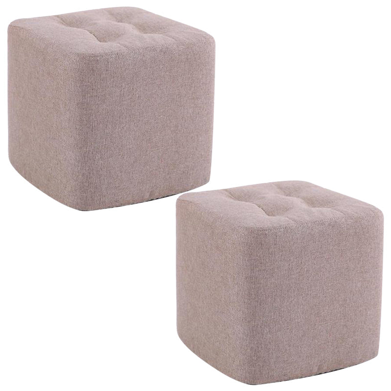 Modern Pouf Ottoman Fabric Upholstered Tufted Solid Color Square Ottoman