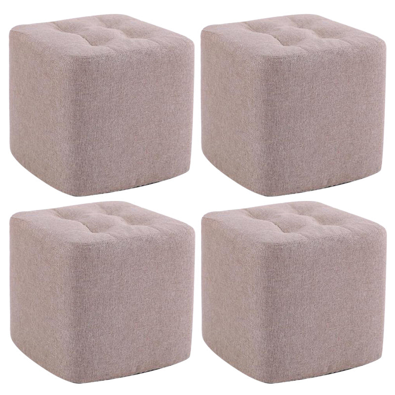 Modern Pouf Ottoman Fabric Upholstered Tufted Solid Color Square Ottoman