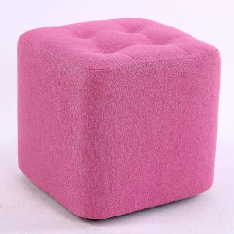 Modern Pouf Ottoman Fabric Upholstered Tufted Solid Color Square Ottoman
