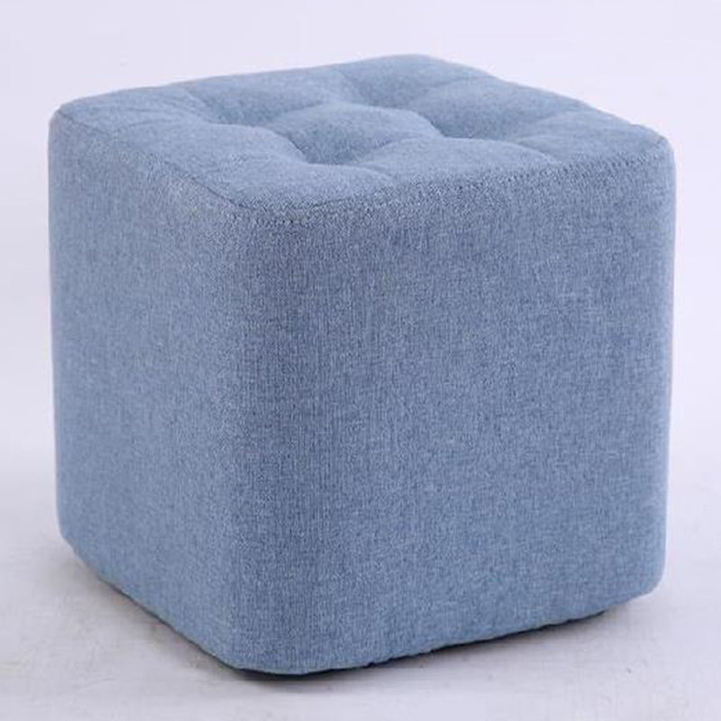 Modern Pouf Ottoman Fabric Upholstered Tufted Solid Color Square Ottoman