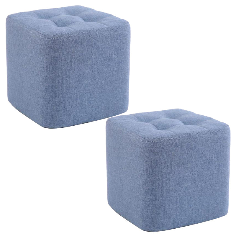 Modern Pouf Ottoman Fabric Upholstered Tufted Solid Color Square Ottoman