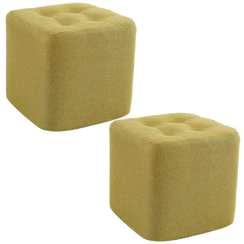 Modern Pouf Ottoman Fabric Upholstered Tufted Solid Color Square Ottoman