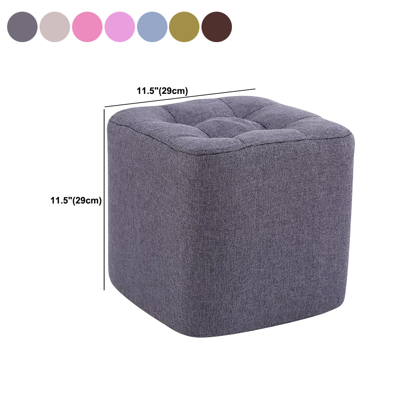 Modern Pouf Ottoman Fabric Upholstered Tufted Solid Color Square Ottoman