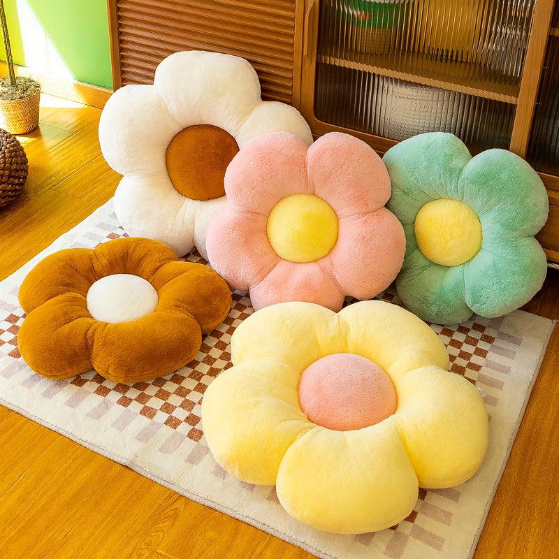 Contemporary Pouf Ottoman Velvet Upholstered Tear Resistant Flower Shape Ottoman