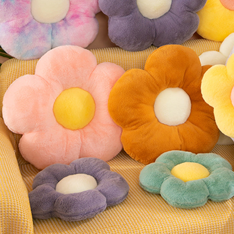 Contemporary Pouf Ottoman Velvet Upholstered Tear Resistant Flower Shape Ottoman