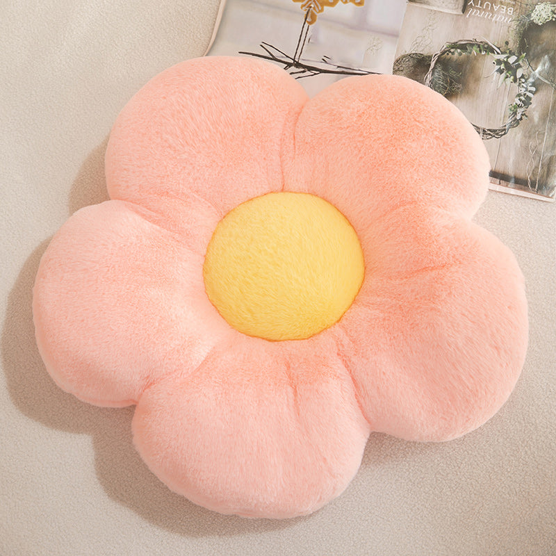 Contemporary Pouf Ottoman Velvet Upholstered Tear Resistant Flower Shape Ottoman