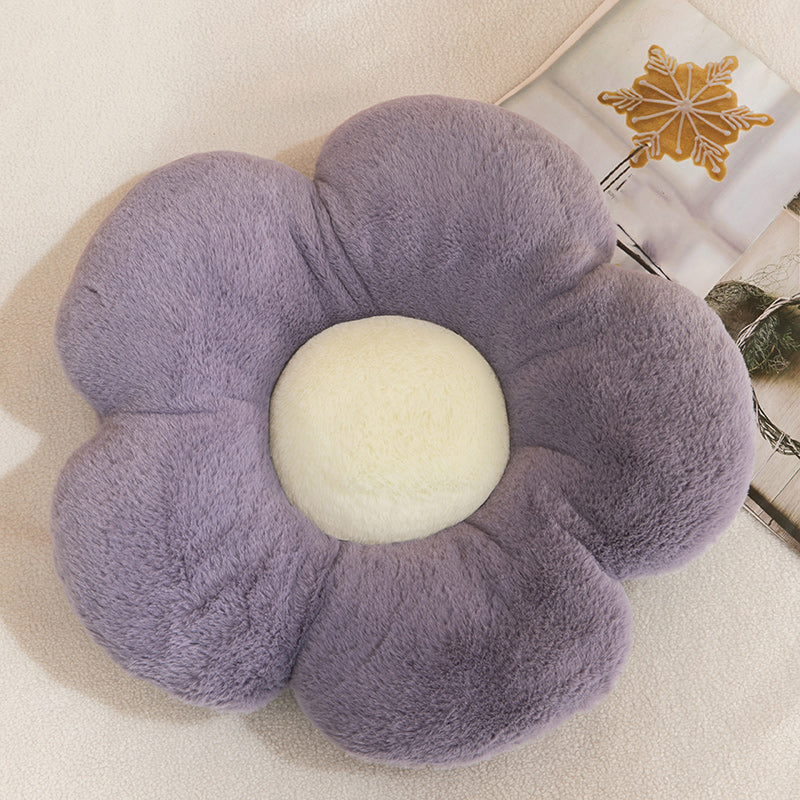 Contemporary Pouf Ottoman Velvet Upholstered Tear Resistant Flower Shape Ottoman