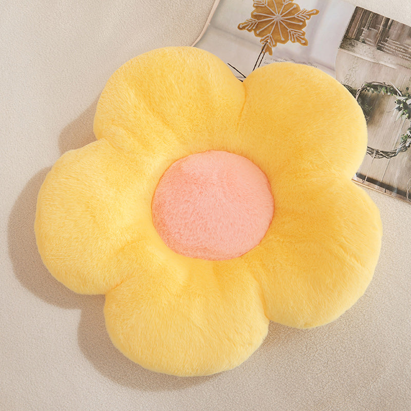 Contemporary Pouf Ottoman Velvet Upholstered Tear Resistant Flower Shape Ottoman