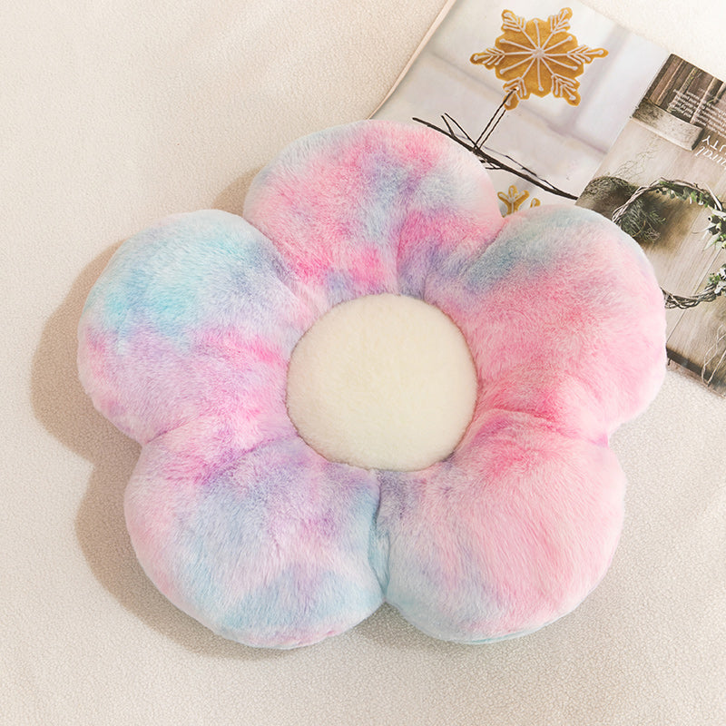Contemporary Pouf Ottoman Velvet Upholstered Tear Resistant Flower Shape Ottoman