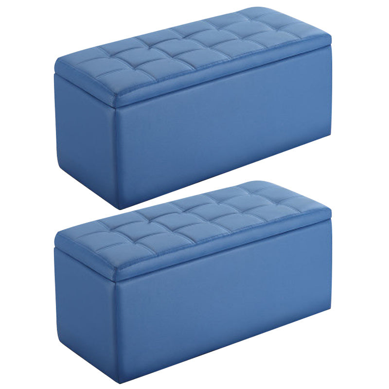 Modern Pouf Ottoman Faux Leather Upholstered Tufted Rectangle Ottoman with Storage