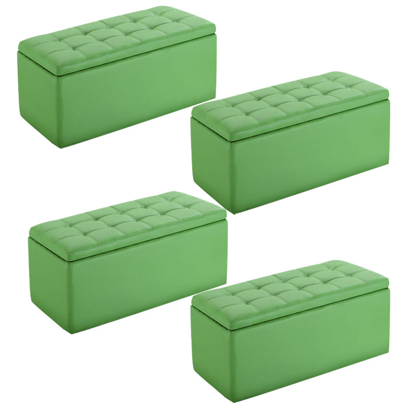 Modern Pouf Ottoman Faux Leather Upholstered Tufted Rectangle Ottoman with Storage