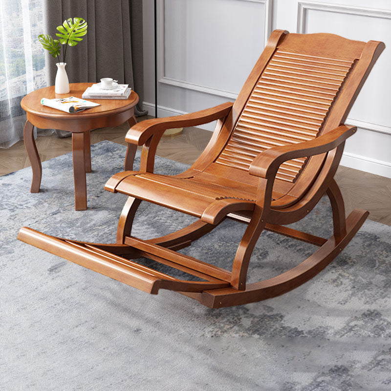 Traditional Rocker Chair Wooden Reclining with Gray Frame Recliner Chair