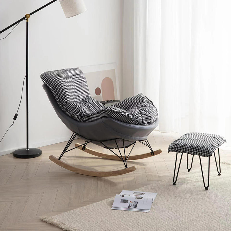 Modern Glider Chair Pure Color Cushions Rocking Chair with Dark Legs