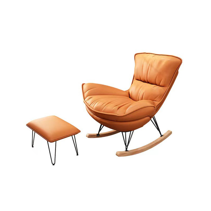 Modern Glider Chair Pure Color Cushions Rocking Chair with Dark Legs