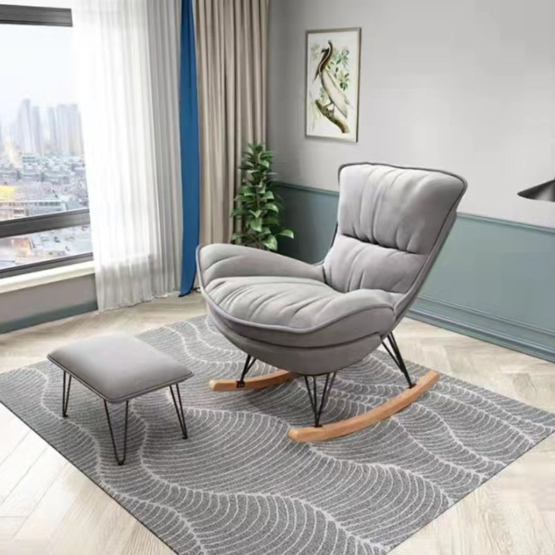 Modern Glider Chair Pure Color Cushions Rocking Chair with Dark Legs