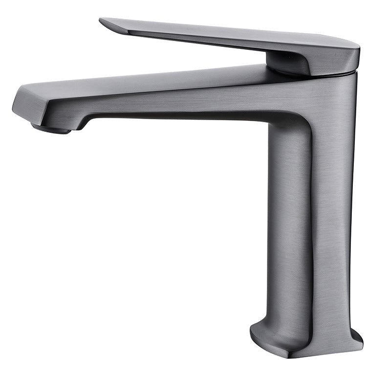 Modern Lavatory Faucet Brass Lever Handles Low Arc Bathroom Faucet