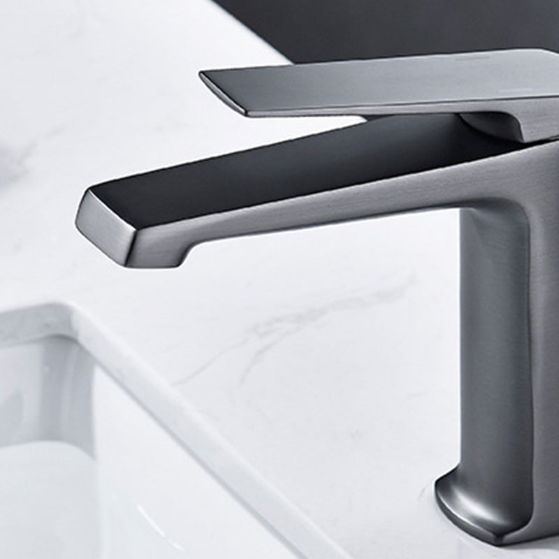 Modern Lavatory Faucet Brass Lever Handles Low Arc Bathroom Faucet