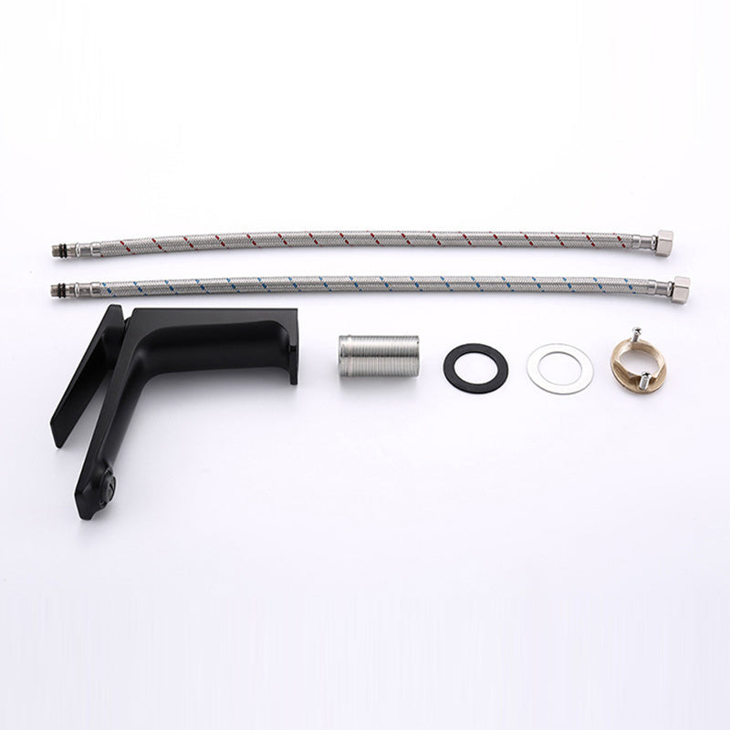 Modern Lavatory Faucet Brass Lever Handles Low Arc Bathroom Faucet