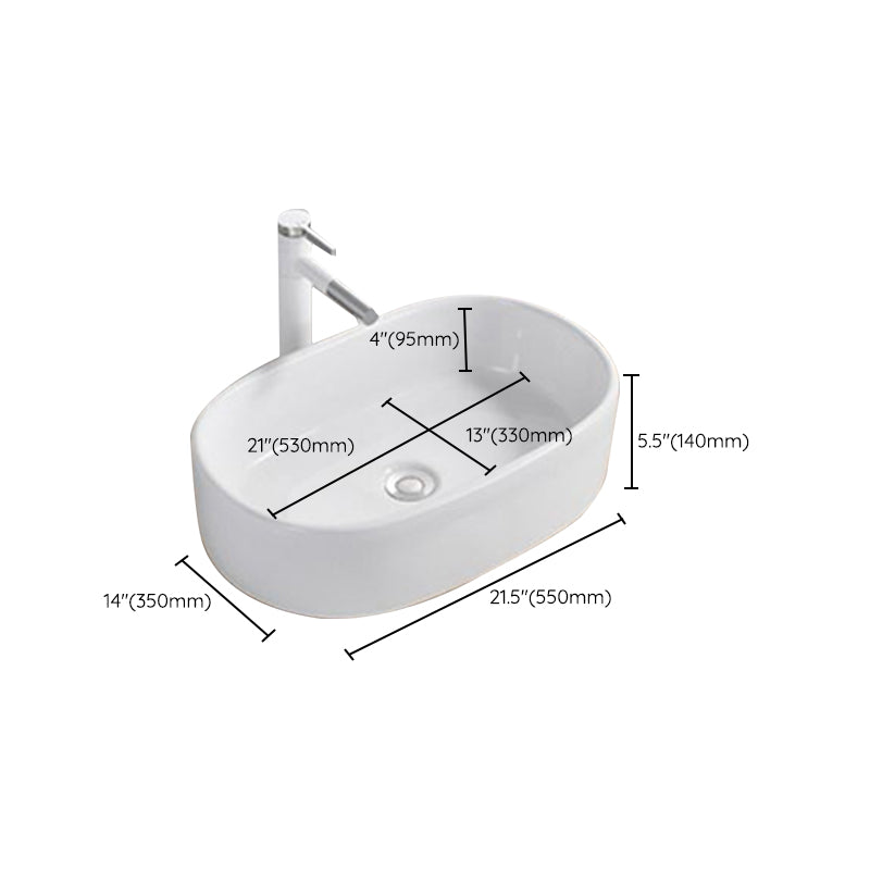 Modern Wash Stand Porcelain Rectangular with Drain Assembly and Pop-Up Drain Vessel Sink