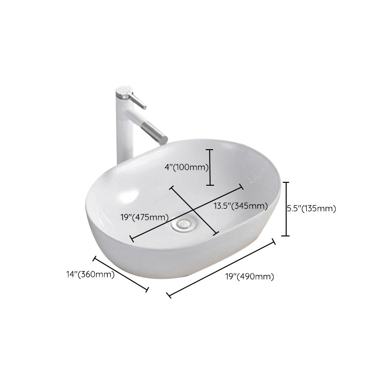 Modern Wash Stand Porcelain Rectangular with Drain Assembly and Pop-Up Drain Vessel Sink