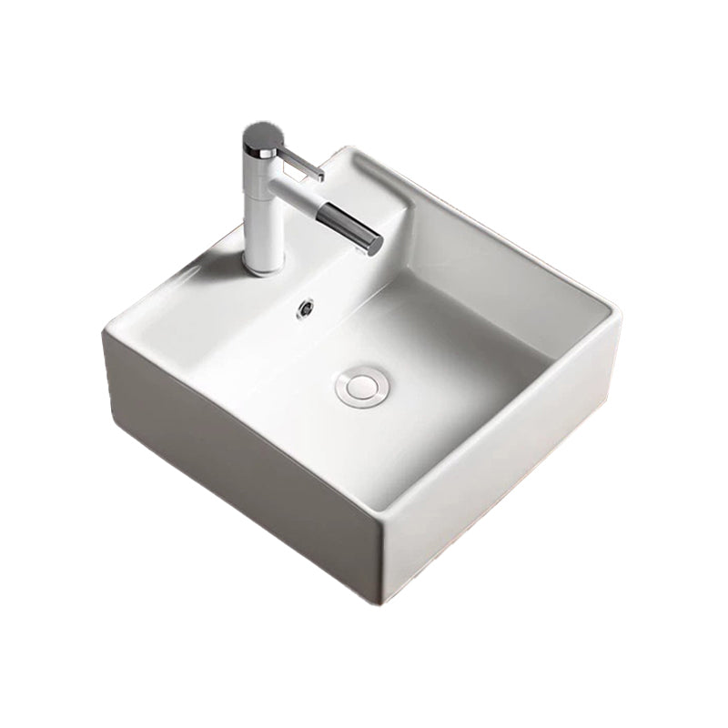 Modern Vessel Bathroom Sink Porcelain Oval with Pop-Up Drain Bathroom Sink