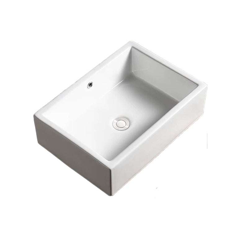 Modern Vessel Bathroom Sink Porcelain Oval with Pop-Up Drain Bathroom Sink