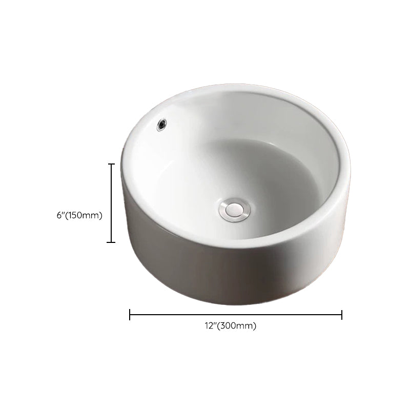 Modern Vessel Bathroom Sink Porcelain Oval with Pop-Up Drain Bathroom Sink